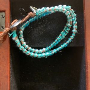 HANDMADE😊double wrap BLUE BEADED bracelet